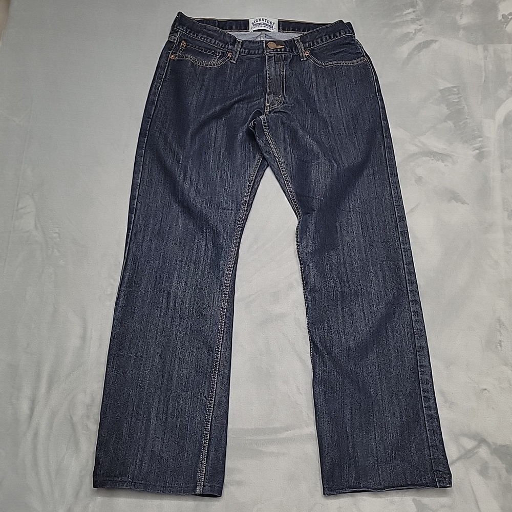 Levi Strauss‎ Signature Jeans Men 34x34 Dark Wash Blue Slim Straight Fit Casual